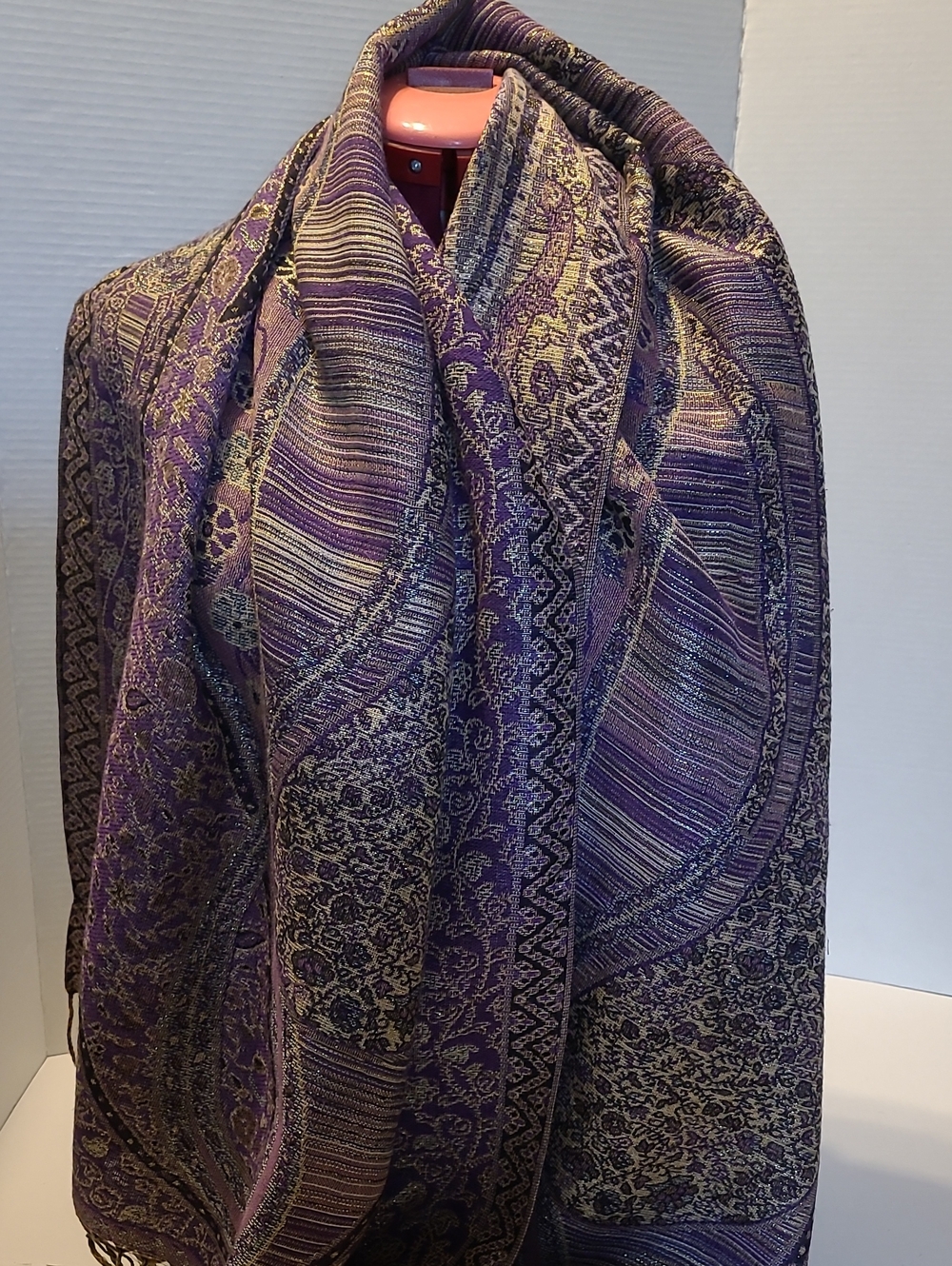 Purple Paisley Shawl-Style Coat Wrap